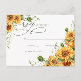 Postal Girasoles Acuarela Floral Jardín Campestre RSVP