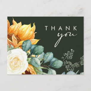 Postal Girasoles Campestres Agradecimiento de Boda Verd