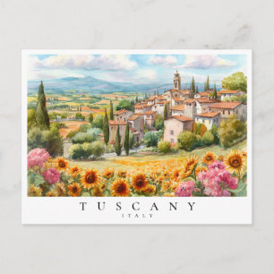 Postal Girasoles de Toscana Acuarela Italia Viajes
