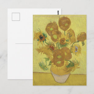 Postal Girasoles de Van Gogh - Amarillo vibrante sobre am