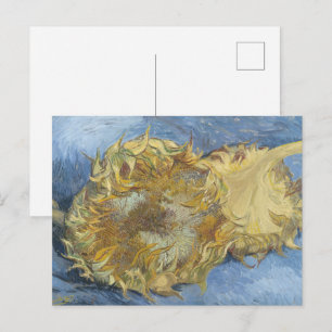 Postal Girasoles de Van Gogh - Arte Audaz Azul y Dorado