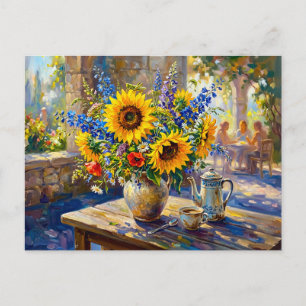 Postal Girasoles Delphinium Pasaje del Jardín