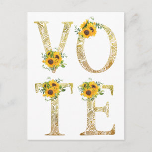 Postal Girasoles Dorados Votan