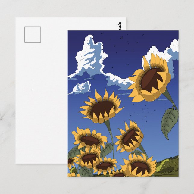 Postal Girasoles en verano (Anverso / Reverso)