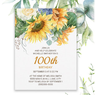 Postal Girasoles Eucalipto Cumpleaños 100