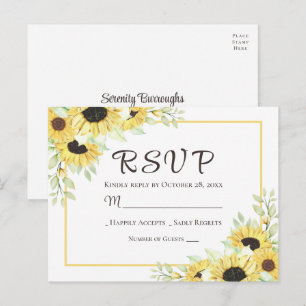 Postal Girasoles Floral Amarillo Rústico RSVP Boda