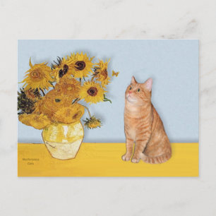 Postal Girasoles - Gato atigrado naranja 46