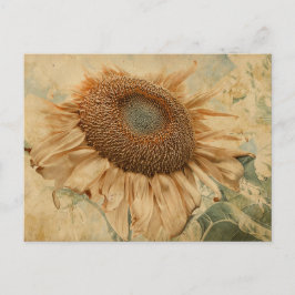 Postal Girasoles Gigantes Amarillos Arte Antiguo Decoupag