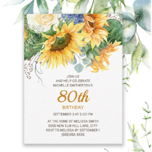 Postal Girasoles personalizados Eucalipto 90 cumpleaños