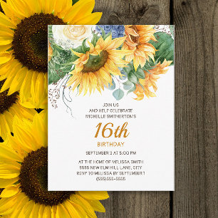 Postal Girasoles Personalizados Eucalipto Cumpleaños 16