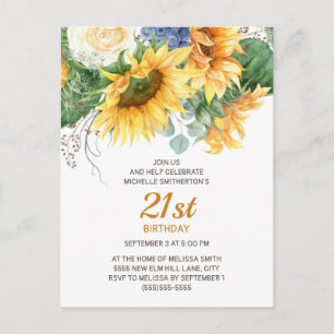 Postal Girasoles Personalizados Eucalipto Cumpleaños 21