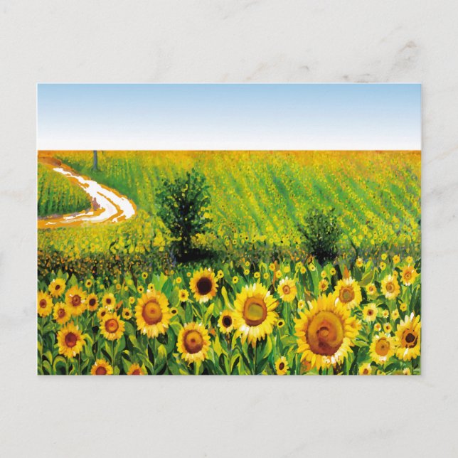 Postal girasoles pintados (Anverso)