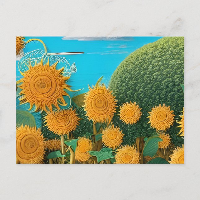 Postal Girasoles Surrealistas de Hilo   (Anverso)