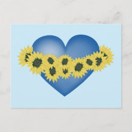 Postal Girasoles y corazón. Apoya a Ucrania