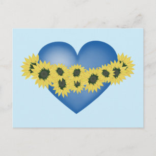 Postal Girasoles y corazón. Apoya a Ucrania