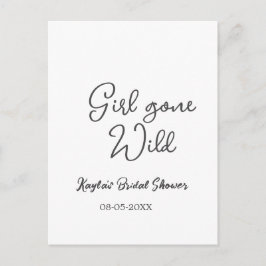 Postal Girl gone wild bridal shower name date simple mini
