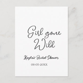 Postal Girl gone wild bridal shower name date simple mini
