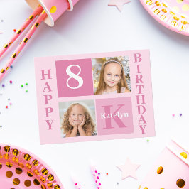 Postal Girl Photo Cute Pink Happy Birthday Monogram