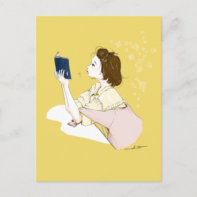Postal Girl Reading Watercolor Illustration (Anverso)