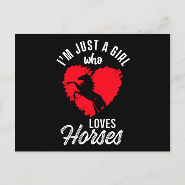 Postal Girl Who Loves Horses Heart Equestrian Stable Gift (Anverso)