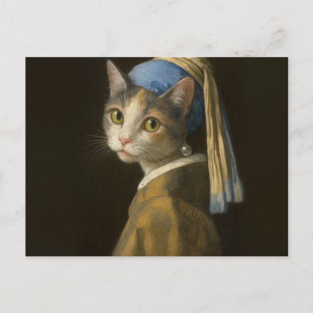 Postal Girl with a Pearl Earring Cat                      (Anverso)