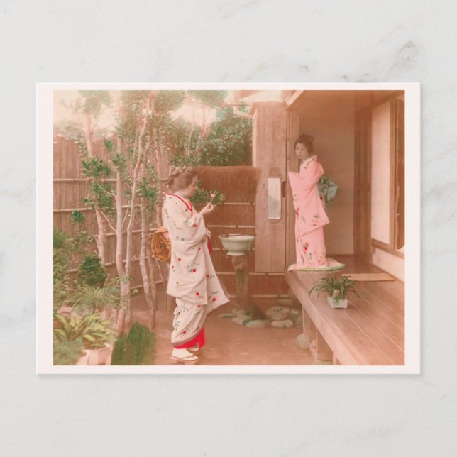 Postal "Girls' Feelings" 乙女心　日本　着物　女性　ヴィンテージ 写真　和風 (Anverso)