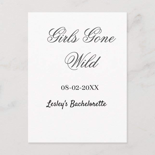 Postal Girls Gone wild Bachelorette party name date bride (Anverso)