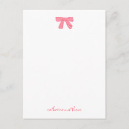 Postal Girly Chic Pink Bow Custom Stationery