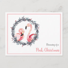 Postal Girly Flamingo soñando con Navidades rosas
