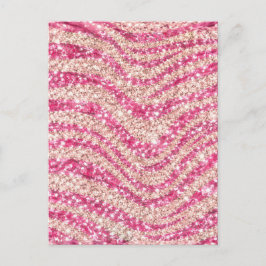 Postal Girly Pink Blush Glitter Zebra Pattern            