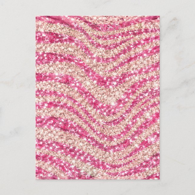Postal Girly Pink Blush Glitter Zebra Pattern             (Anverso)