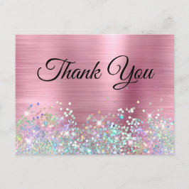 Postal Girly Pink Foil Holo Glitter Gracias