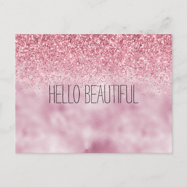 Postal Girly Pink Glam Purpurina (Anverso)