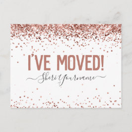 Postal Girly Purpurina me he mudado personalizada