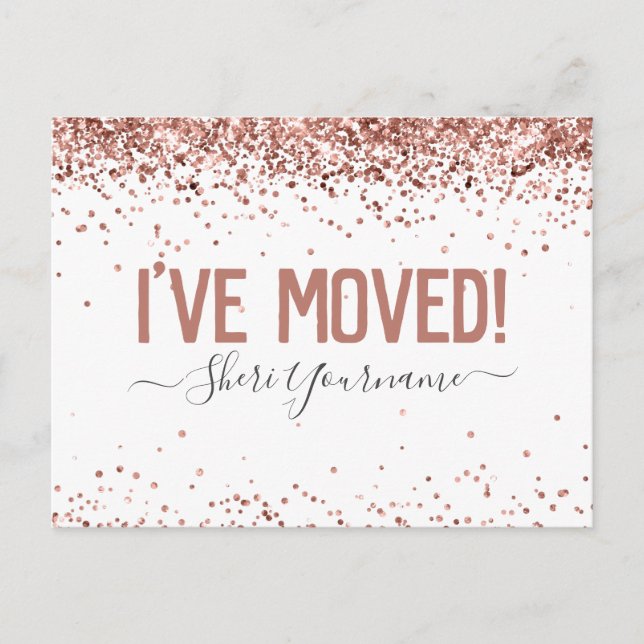 Postal Girly Purpurina me he mudado personalizada (Anverso)