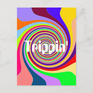 Postal Giro psicodélico de Trippin brillante arcoiris