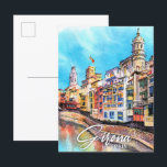 Postal Girona España Viaje de pintura acuática<br><div class="desc">Ilustracion de viajes Girona España sobre pintura acuática</div>