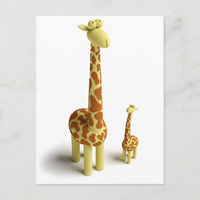 Postal Girrafe y bebé Giraffe (Anverso)