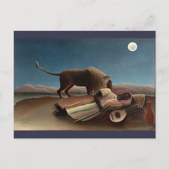 Postal Gitano durmiente por Rousseau (Anverso)