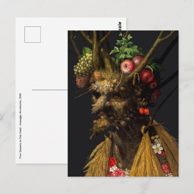 Postal Giuseppe Arcimboldo - Cuatro estaciones en una sol (Anverso / Reverso)