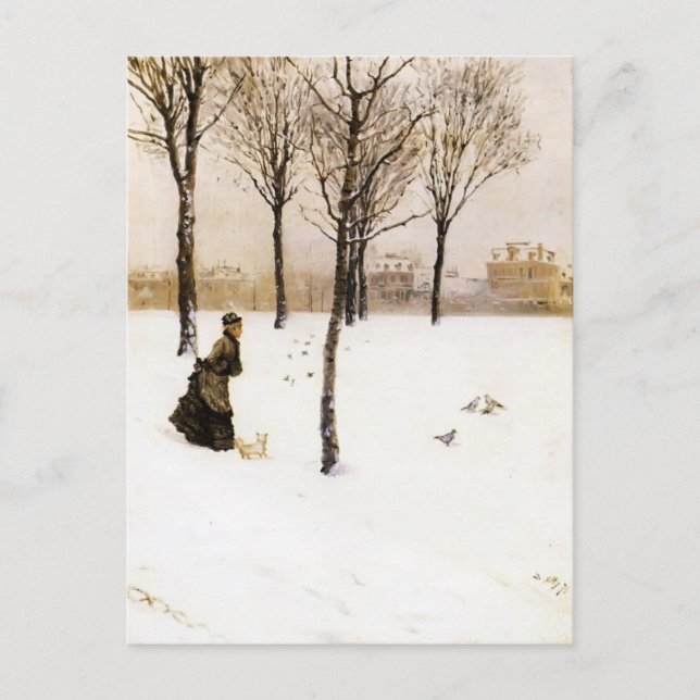 Postal Giuseppe de Nittis - Un paisaje invernal (Anverso)