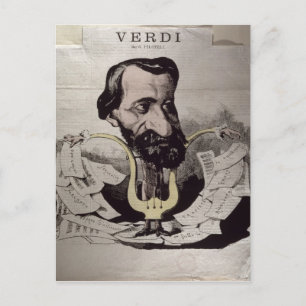 Postal Giuseppe Verdi , caricatura, años 60