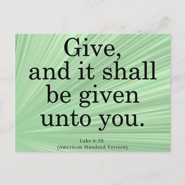Postal Giving Luke 6-38 (Anverso)
