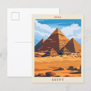 Postal Giza Egipto Elegante viaje de cosecha