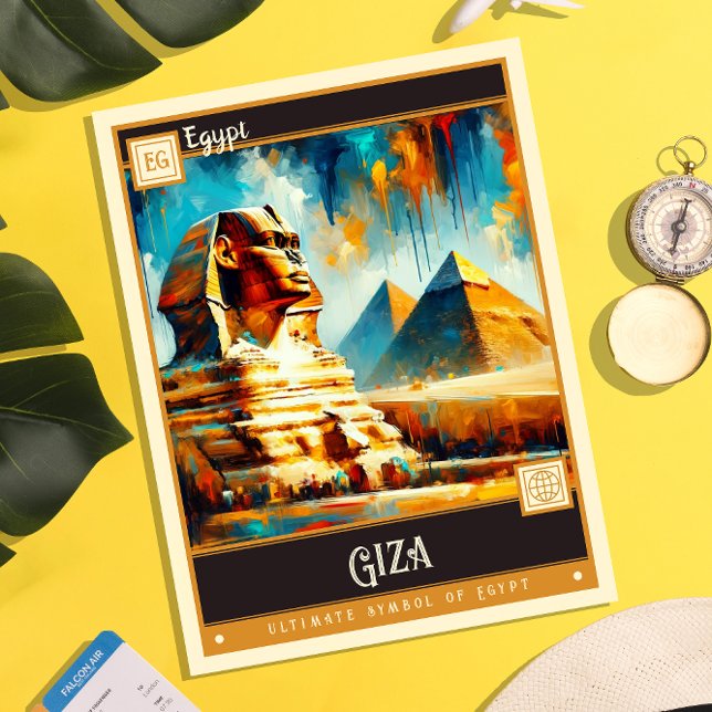 Postal Giza, Egipto | Pintura de época (Subido por el creador)