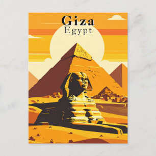 Postal Giza Egipto Vintage Travel Sphinx y Pyramix