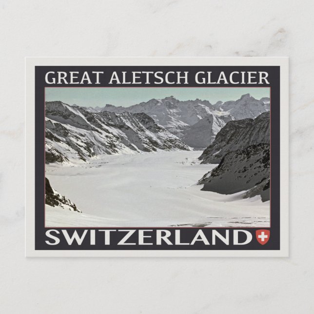 Postal Glaciar Aletsch - sobre negro (Anverso)