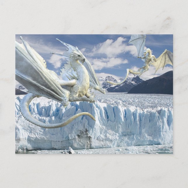 Postal Glaciar Dragón Blanco de Hielo de Nieve (Anverso)