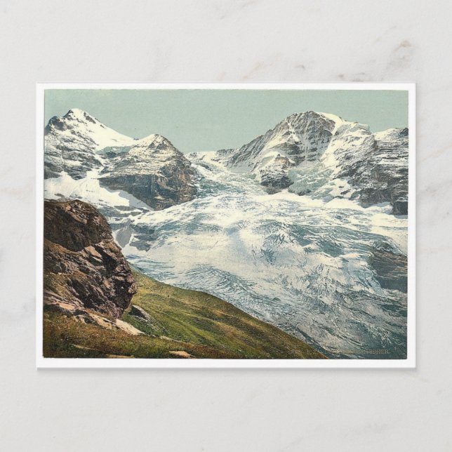 Postal Glaciar Eiger, Bernese Oberland, Suiza vinta (Anverso)