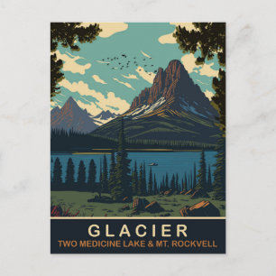 Postal Glaciar, lago Two Medicine y monte Rockwell
